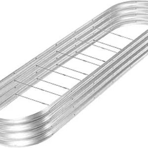 Land Guard Long Outdoor Oval Galvanized Raised Garden Bed Kit for Garden -8Feet – Silver