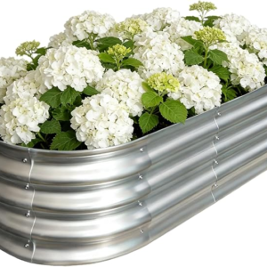Galvanized Raised Garden Bed Outdoor, Large Raised Bed for Gardening, 4x2x1ft Metal Planter Box for Vegetables, Fruits, Flowers, Easy Assembly with Wing Nuts & Safe Rolled Design, Silver