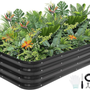 G GOOD GAIN 4-in-1 Adjustable Raised Garden Bed Kit | Galvanized Planter Boxes for Vegetables, Flowers | 12