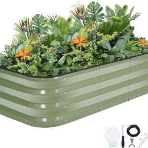 G GOOD GAIN 3-in-1 Adjustable Raised Garden Bed Kit | Galvanized Planter Boxes for Vegetables, Flowers | 12