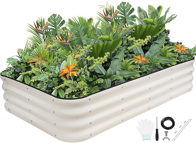 G GOOD GAIN 4-in-1 Adjustable Raised Garden Bed Kit | Galvanized Planter Boxes for Vegetables, Flowers | 12