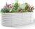 Land Guard 24“ Oval and Tall 4×2ft Outdoor Galvanized Raised Garden Bed Kit-Pearl White