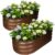 Large 2-Pieces Outdoor Galvanized Raised Garden Bed for Gardening – Dark Brown