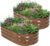 Galvanized Raised Garden Bed – 4×2×1ft (2 Packs) Planter Raised Beds for Gardening | Oval Metal Garden Planter Box with Safety Edging and Gloves for Vegetables Fruits and Flower – Grain